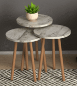 Bijzettafel Naelle set van 3 - wit marmer design