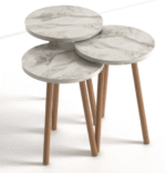 Bijzettafel Naelle set van 3 - wit marmer design - Afbeelding 4