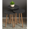 Bijzettafel Naelle set van 3 - zwart marmer design