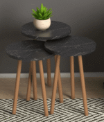 Bijzettafel Naelle set van 3 - zwart marmer design