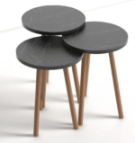 Bijzettafel Naelle set van 3 - zwart marmer design - Afbeelding 4