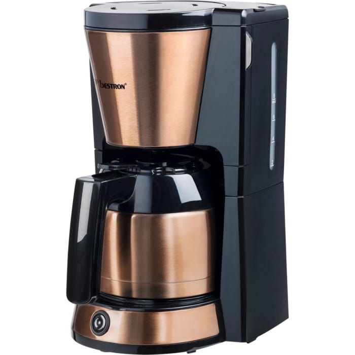 Bestron Koffiezetapparaat voor filterkoffie, Filterkoffiemachine met thermoskan voor 8 kopjes, 900W, kleur: koper - Afbeelding 1