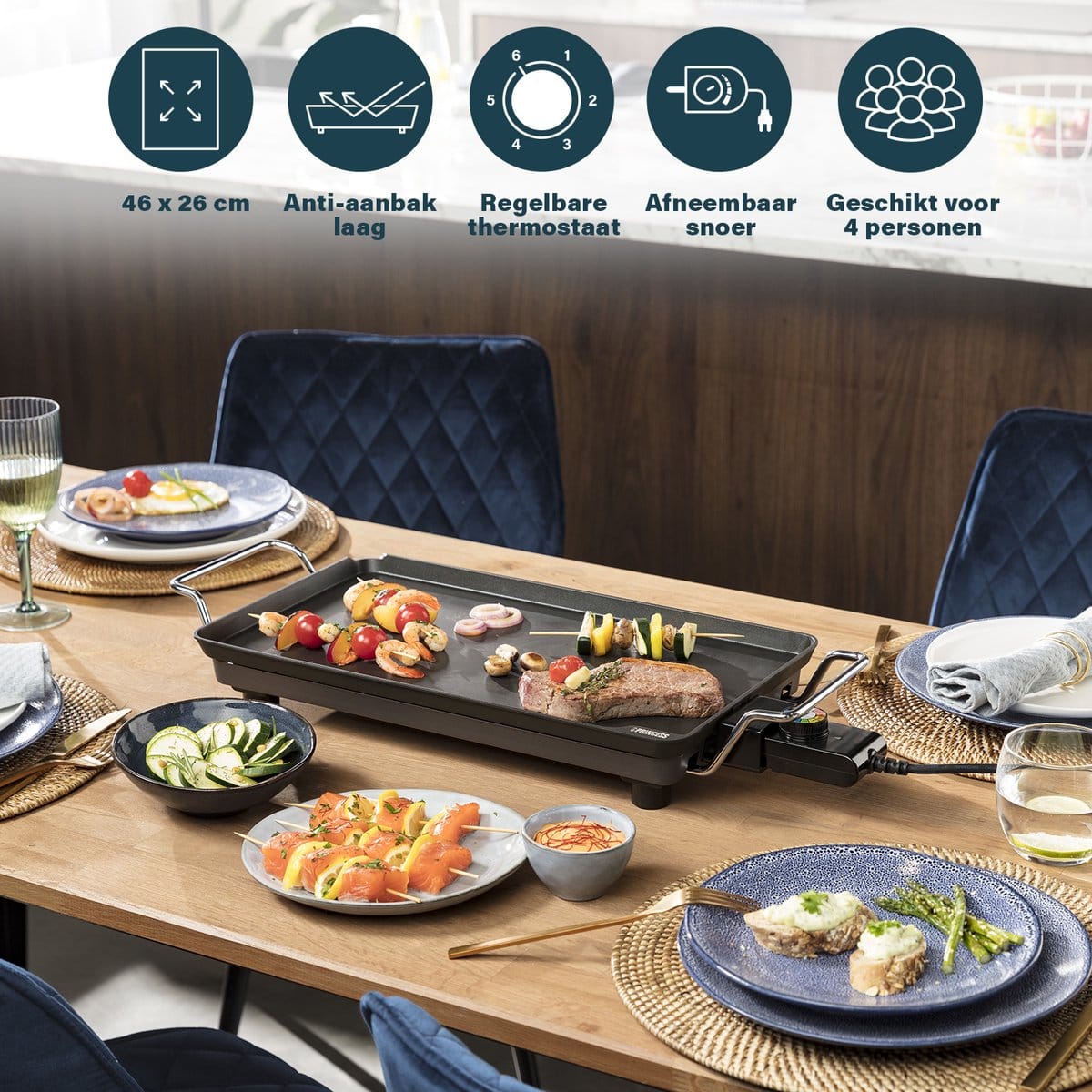 Princess 102300 grillplaat - 09 Princess Bakplaat 102300 - Table Chef Pro - Grillplaat - Gourmet - 46x26 cm - 2000W - Afbeelding 9